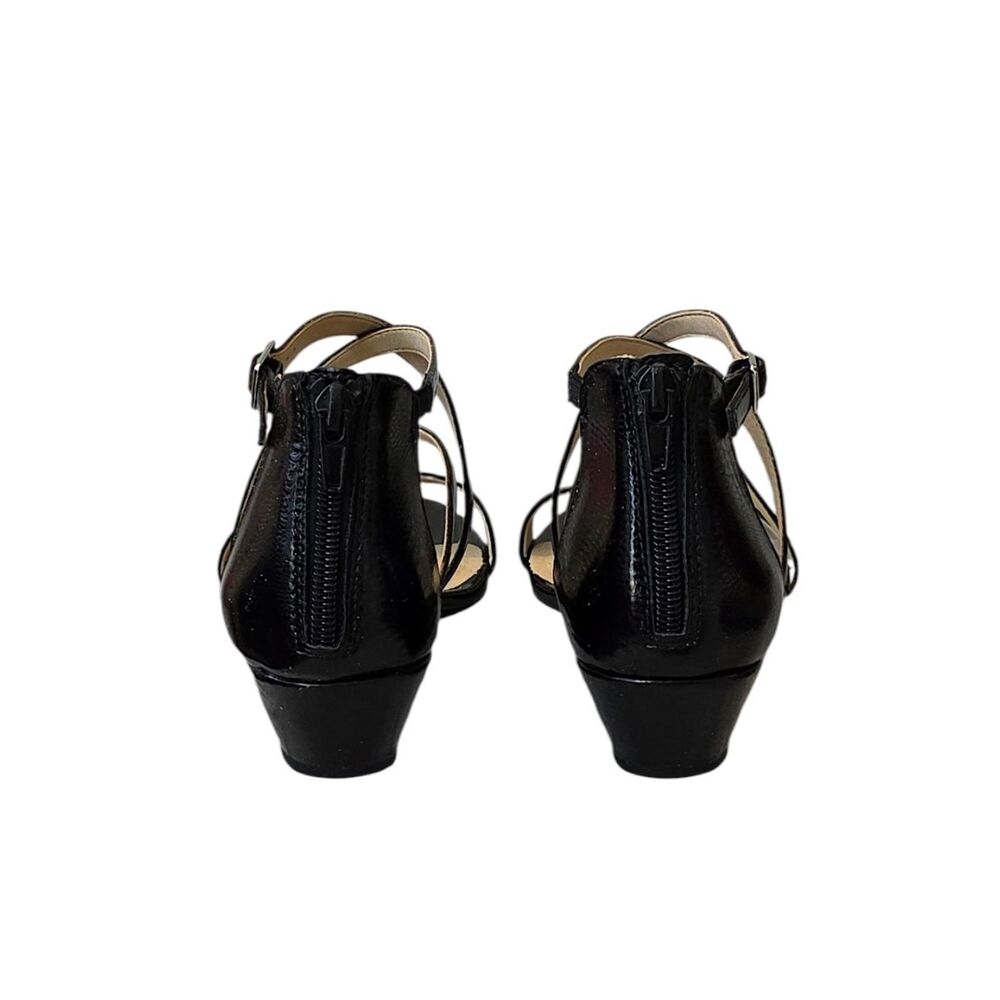 LifeStride Yolanda Black Crisscross Strappy Wedge Heel Sandal Size 8M - Picture 7 of 10